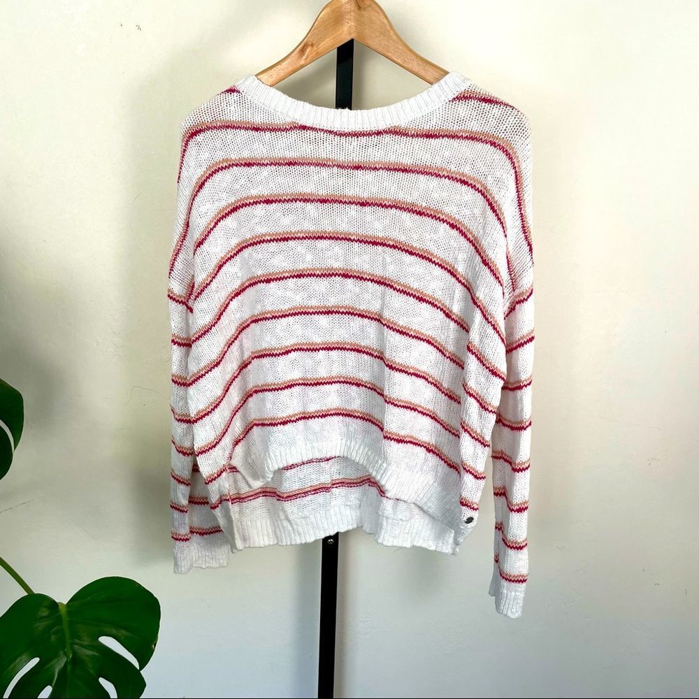 Roxy S Red & White Striped Relaxed Fit Sweater